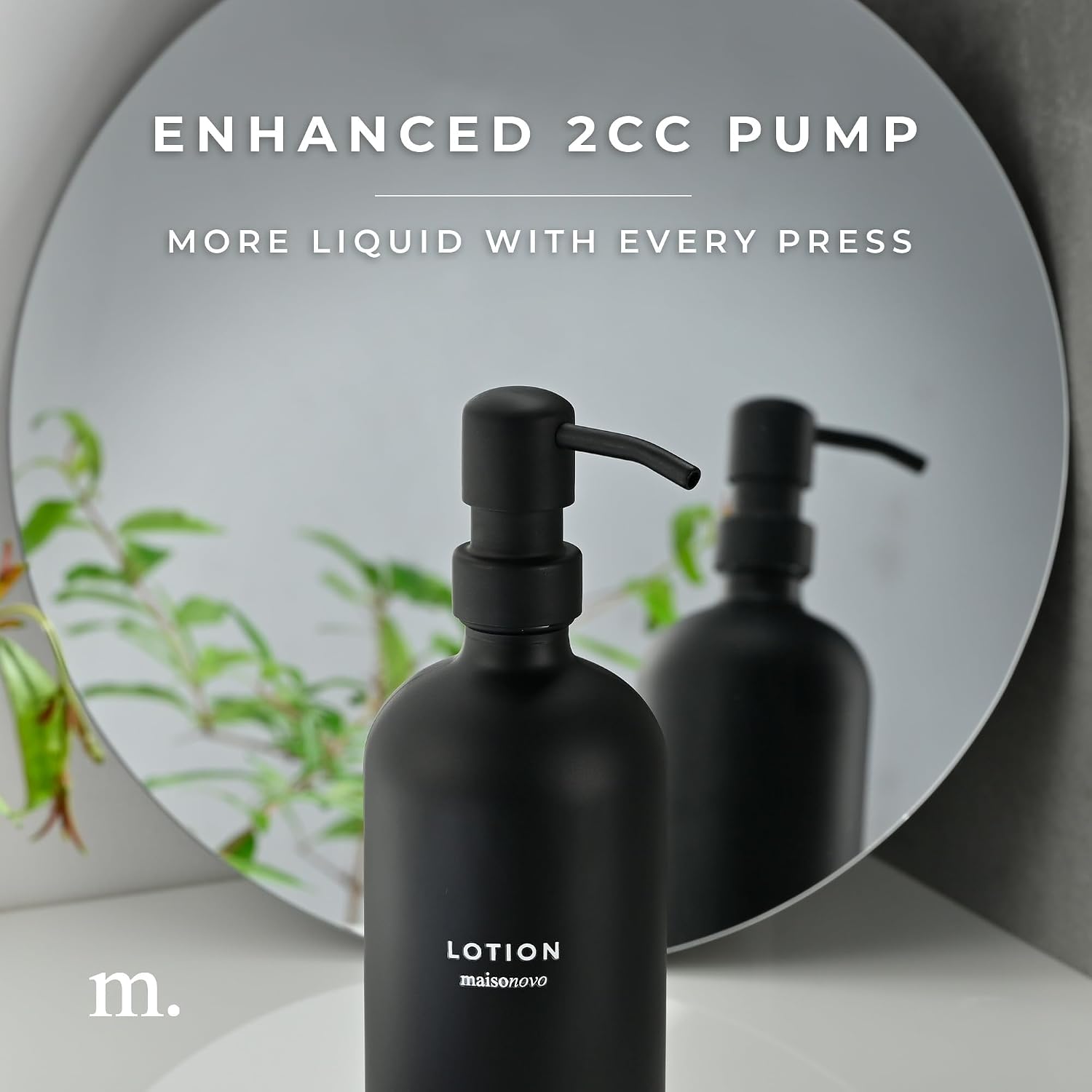 MaisoNovo Soap Dispenser 2-Piece Set | 16.9oz Black Bottles with Black Plastic Pumps