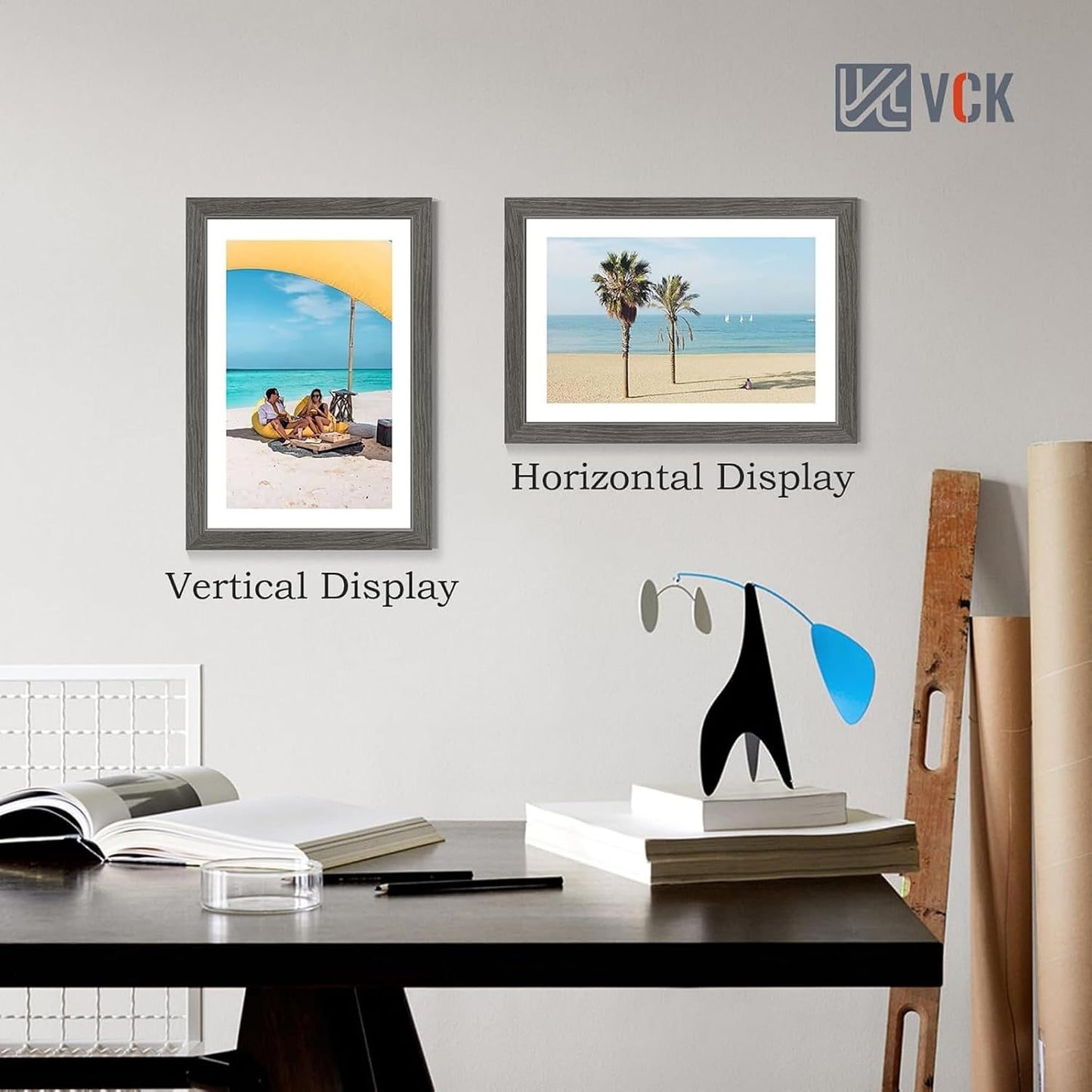 VCK 12x18 Frame Grey 4 Pack, Wide Thick Wood Border, for Poster/Print | Exclusive Woodgrain, Wall Hanging, HD