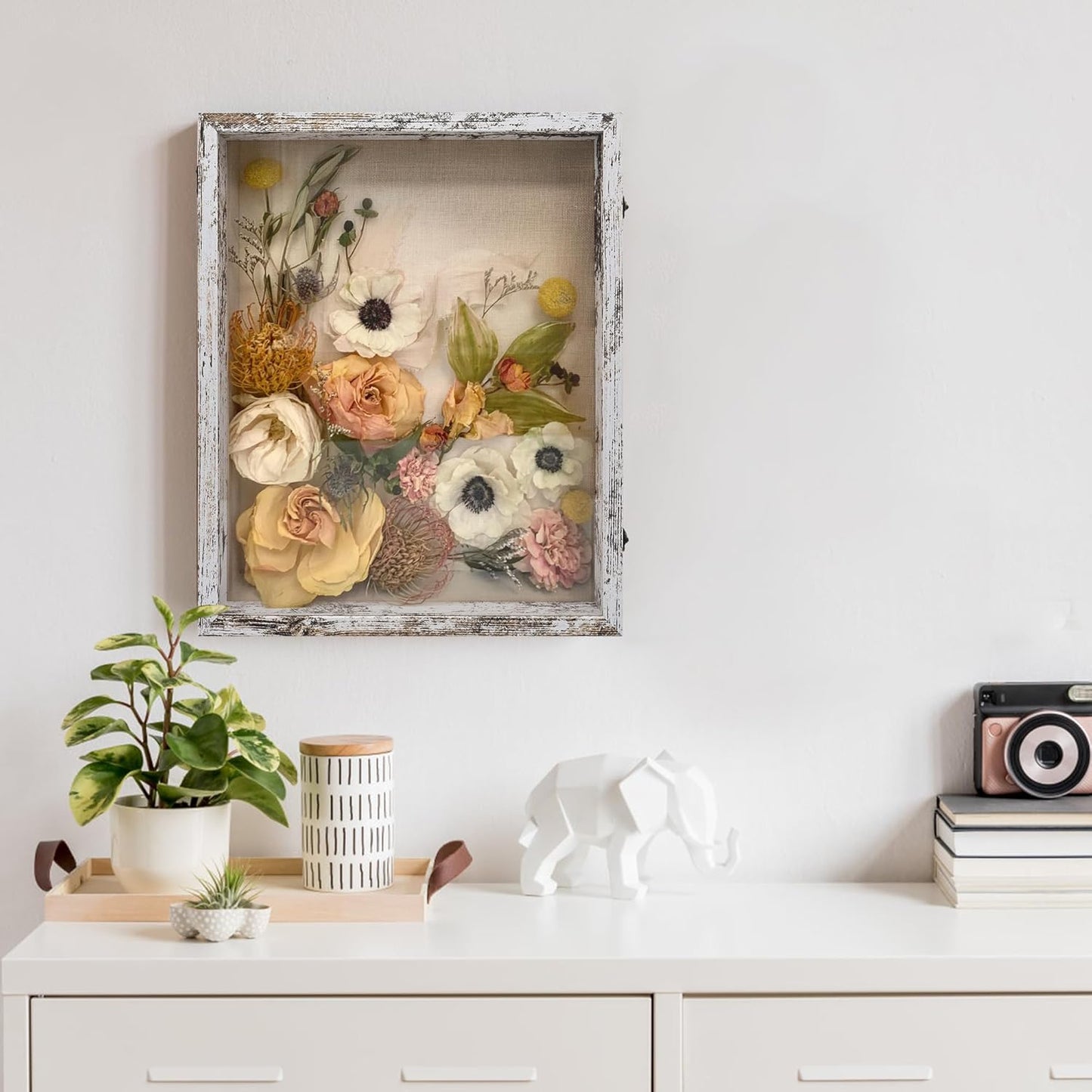 GraduationMall 16x20 Wood Shadow Box Frame Glass Door Display Case with Linen Back and 6 Stick Pins,1.5 inches Interior