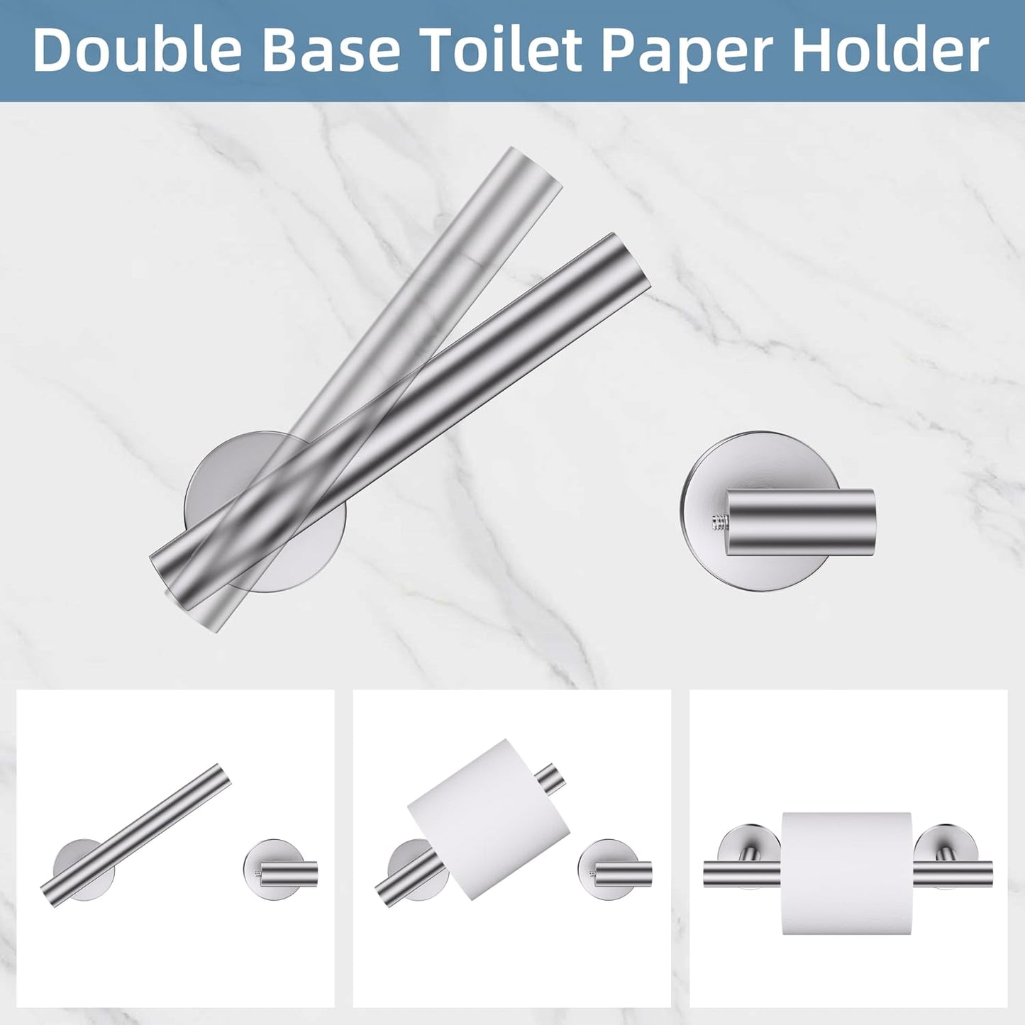 Brushed Nickel Towel Bar Bathroom Hardware Accessories Set, 10 Pieces Upgraded Toilet Paper Holder 23.6 Inch Towel Rack