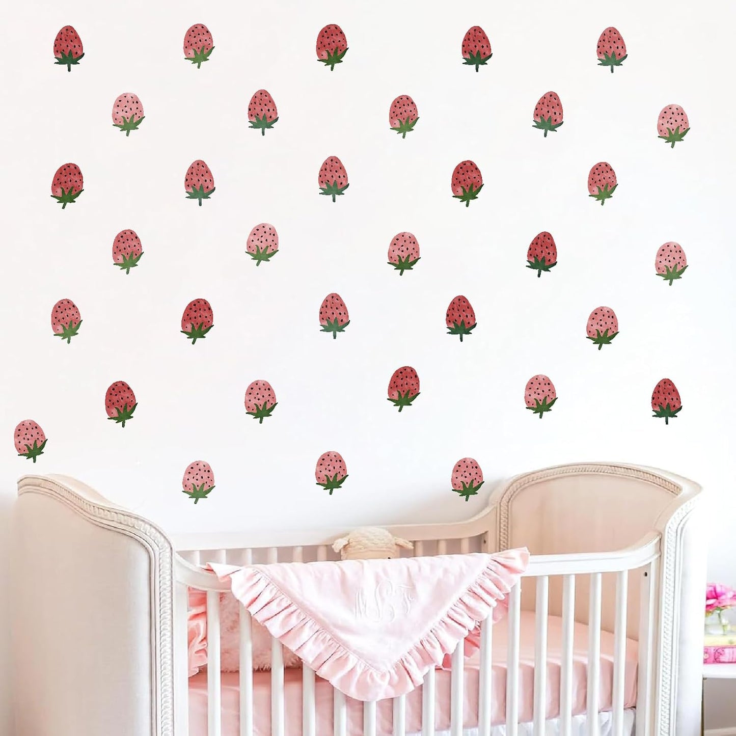 Wall Decal Vintage Retro Fruit Wall Stickers Boho Nursery Decals / Strawberry