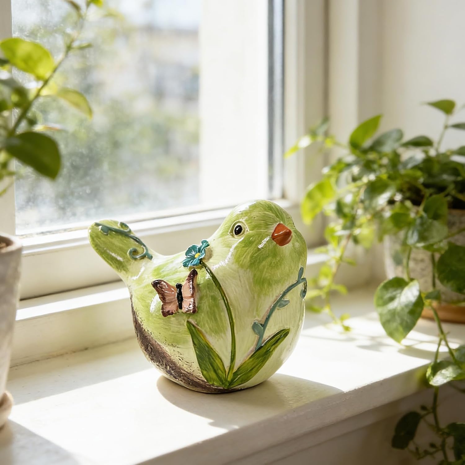 Fresh Grass Bird Figurine / Green