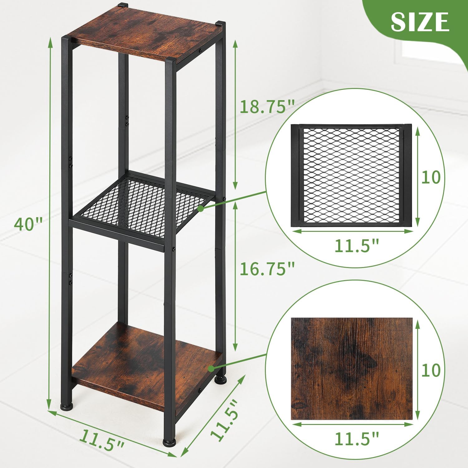 Dipion 3 Tier Pedestal Stand,40 Inch Tall Plant Stand Indoor,Rustic Brown | Eye-Catching,Rock-Solid