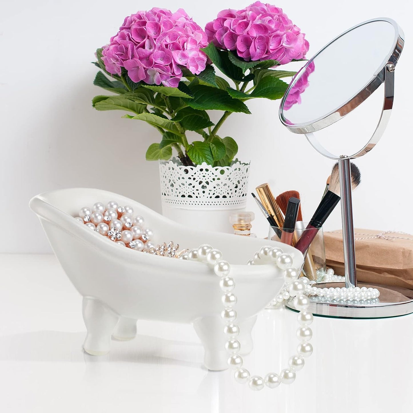 5.6" Mini Bathtub Ceramic Planter Succulent Pot Bonsai Cactus Flower Vase Holder / Set of 8