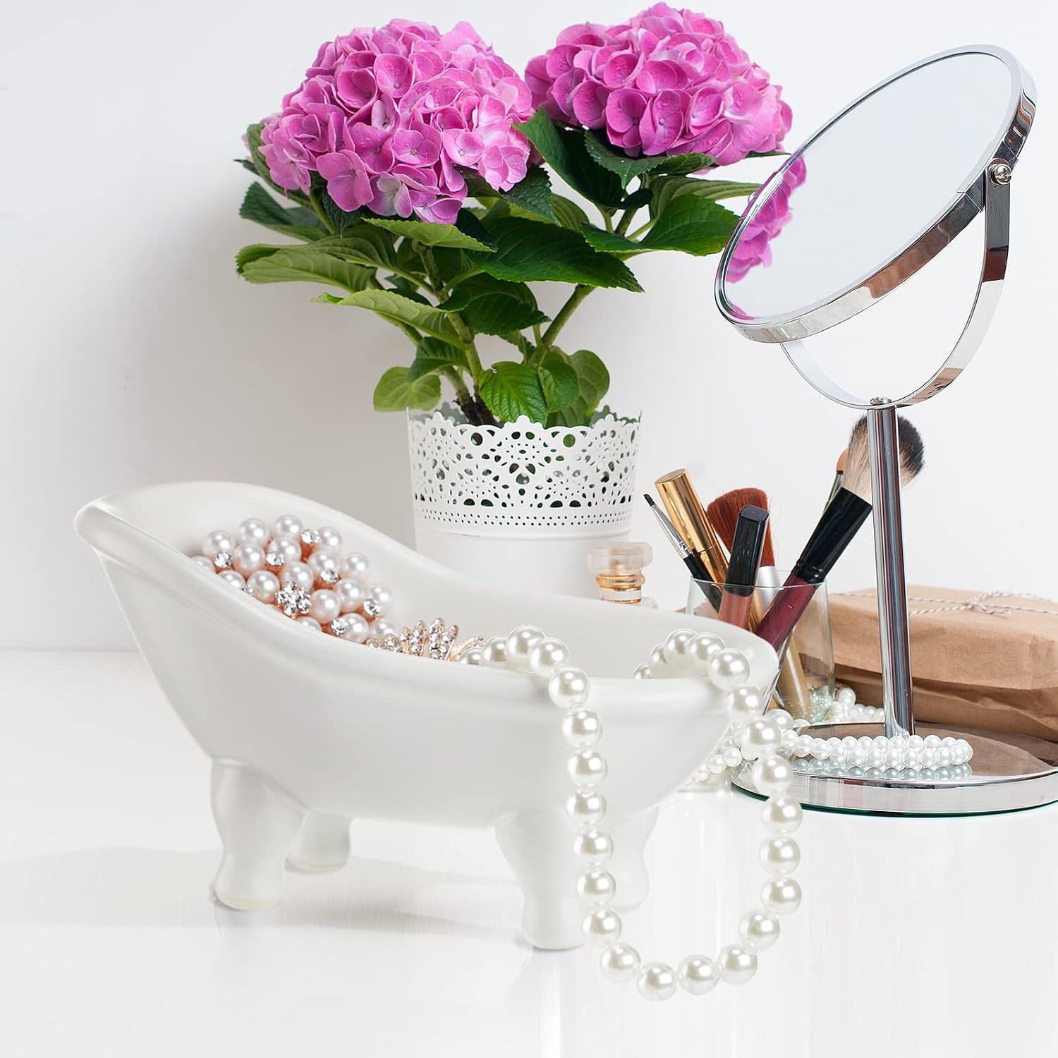 5.6" Mini Bathtub Ceramic Planter Succulent Pot Bonsai Cactus Flower Vase Holder / Set of 8