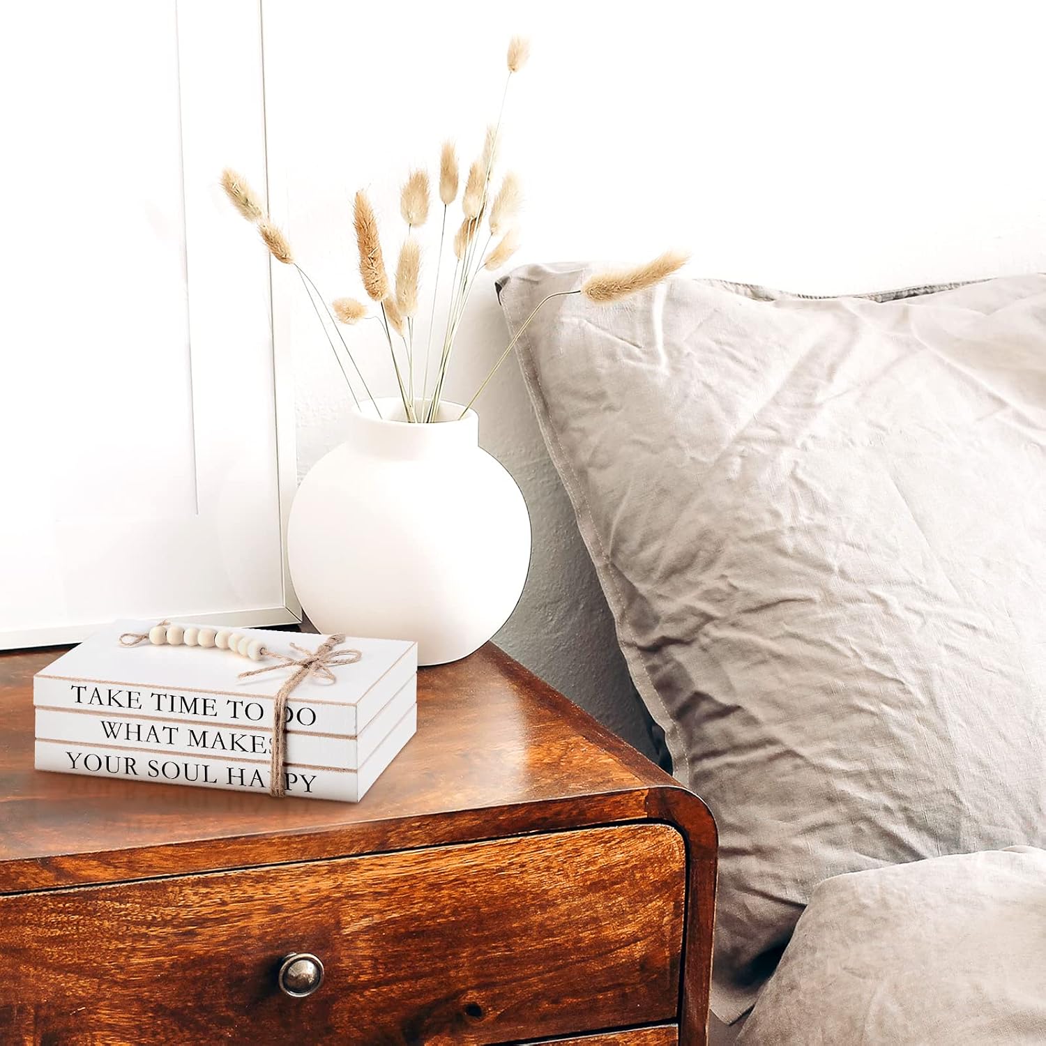 3 Piece Decorative Books Set Home Decor Coffee Table Decor Rustic Stacked / Retro Style / White