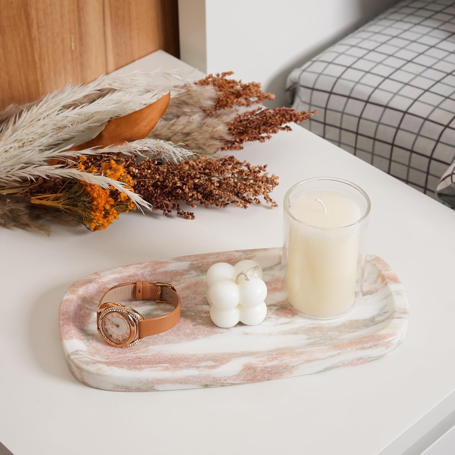 Natural Marble Tray / Norway Red / 10 x 5 x 0.7