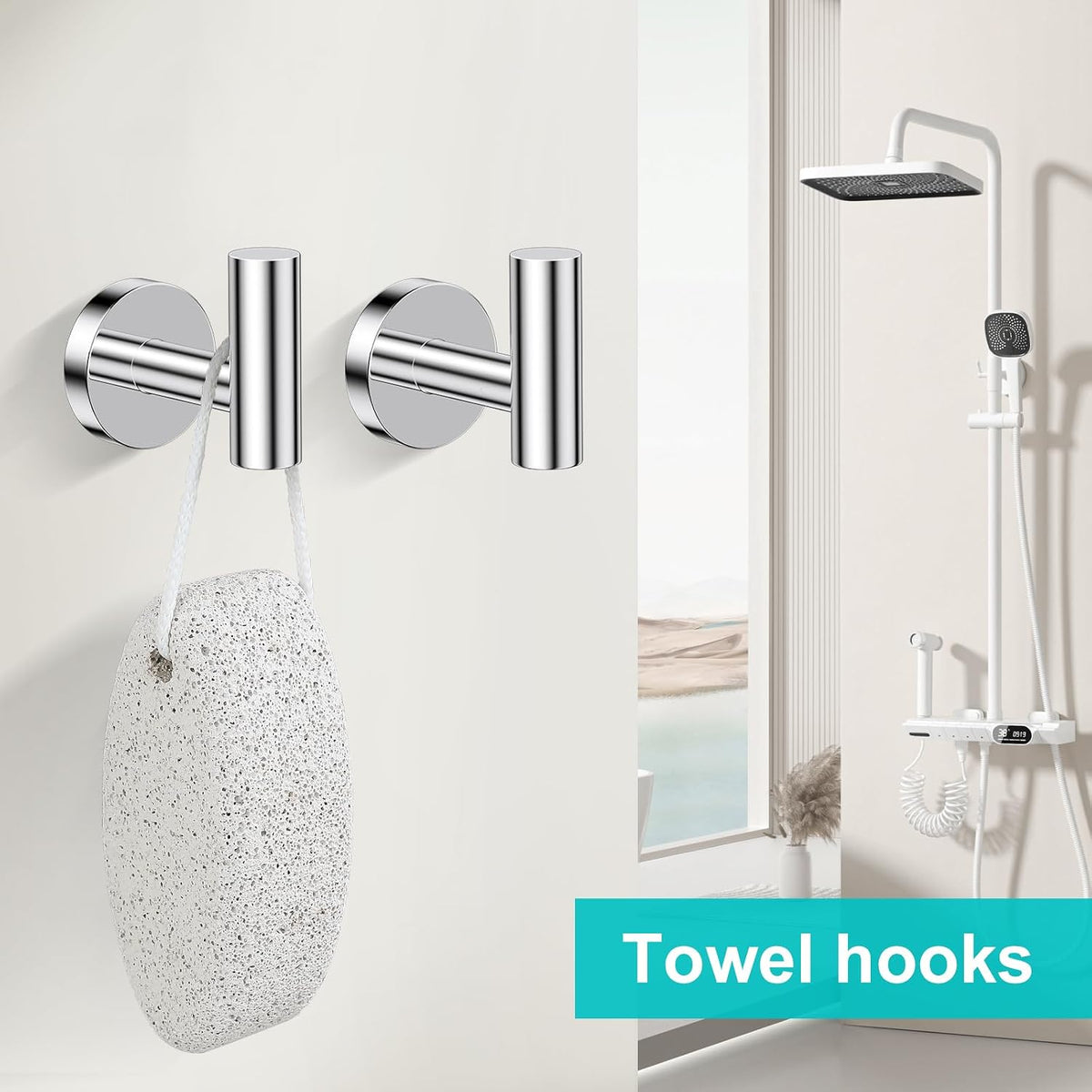 Polished Chrome Towel Bar Bathroom Hardware Accessories Set, 5 Pieces Toilet Paper Holder Towel Racks Set for Bathroom