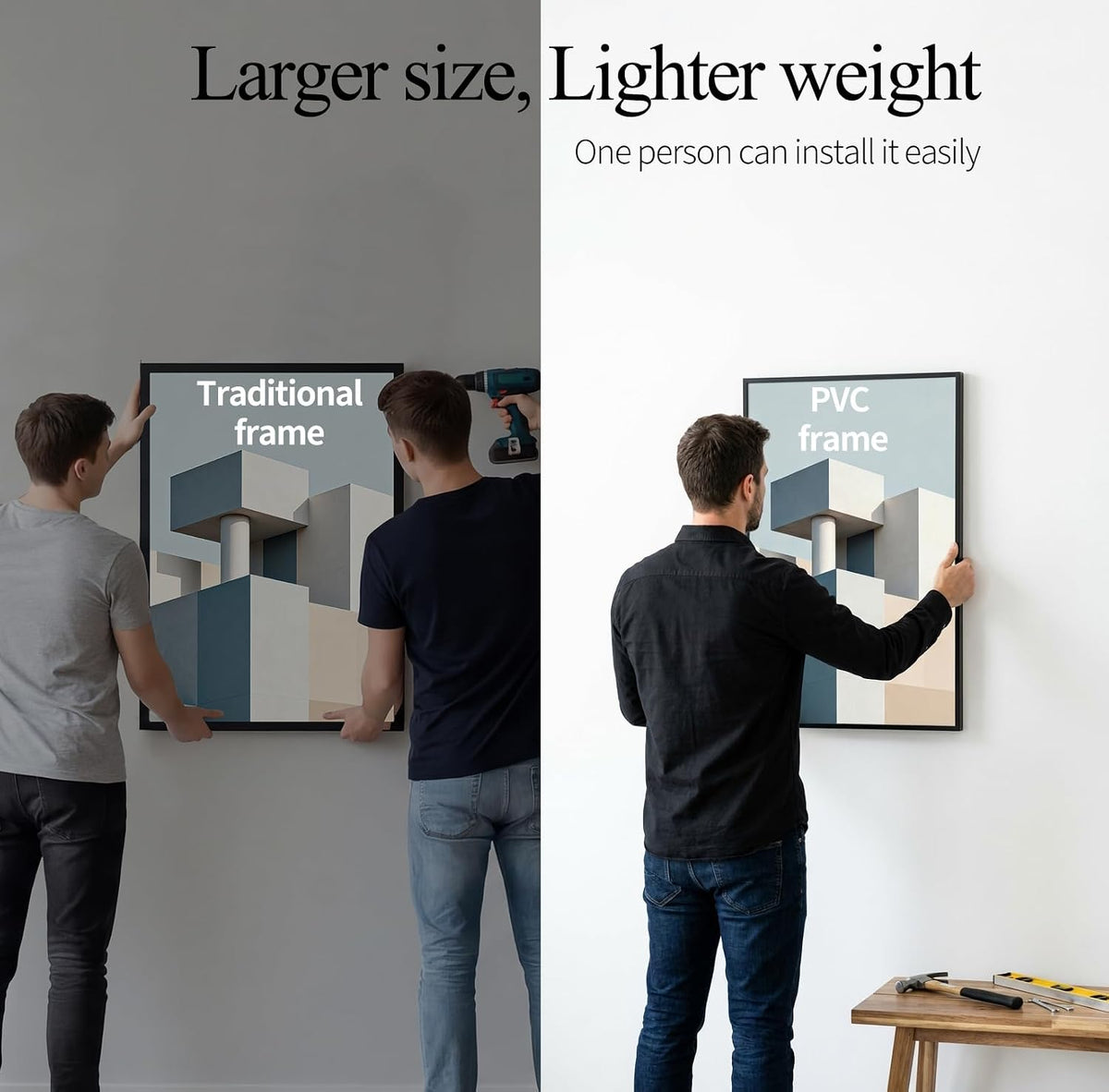 Lavezee 18x24 Poster Frame Black, 6 Packs Lightweight 18 x 24 Poster Frames for Wall Mounting, Display 24x18 Pictures