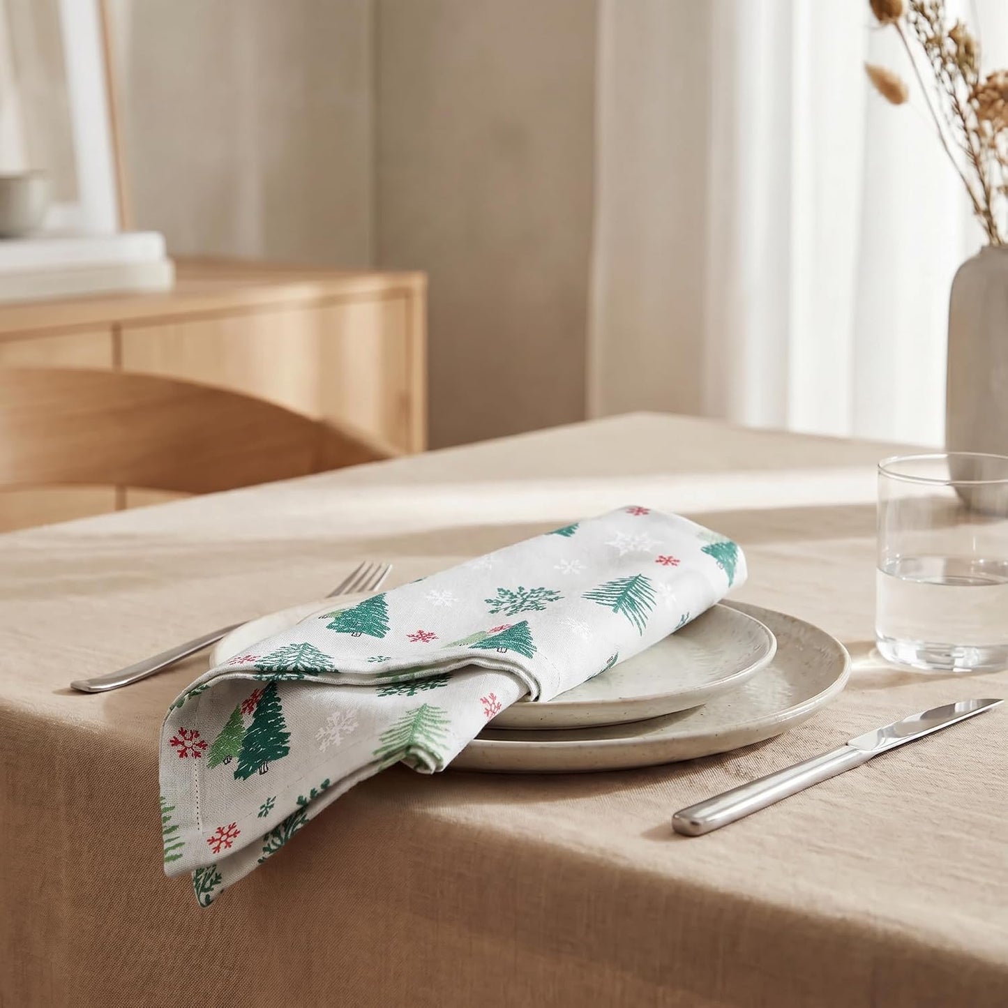 Urban Villa Cloth Napkins Cotton 20x20 (Set of 12) Greentree Print