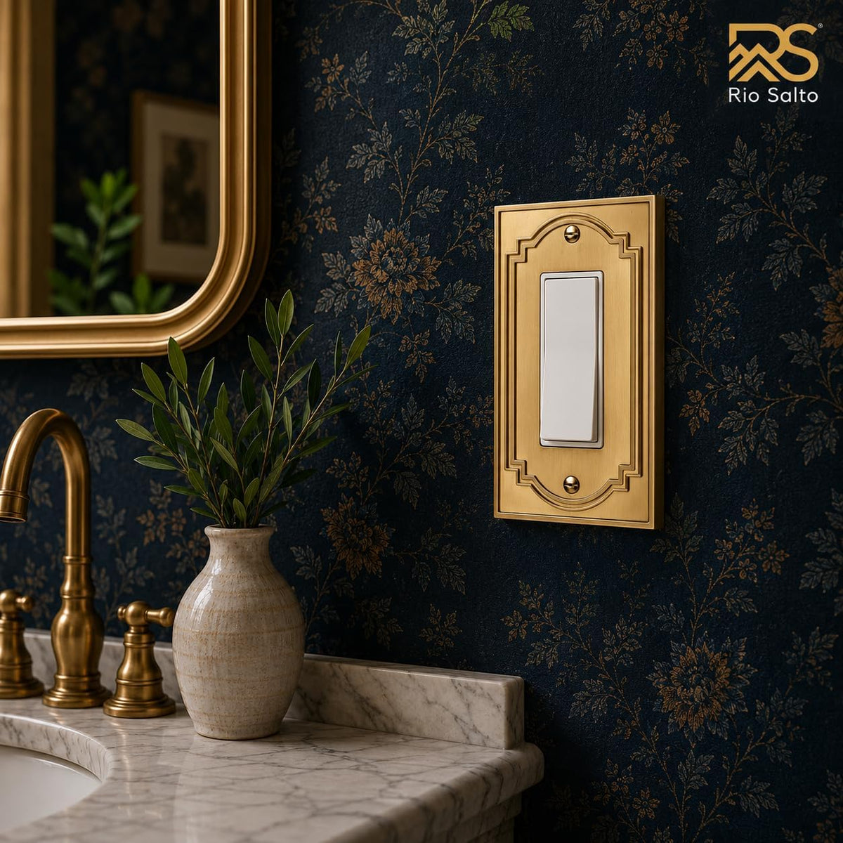 Rio Salto Gold Decorative Light Switch Cover Plate 4 Pack Rocker Switch Plate Decorator Paddle GFCI Metal Wall Plates —