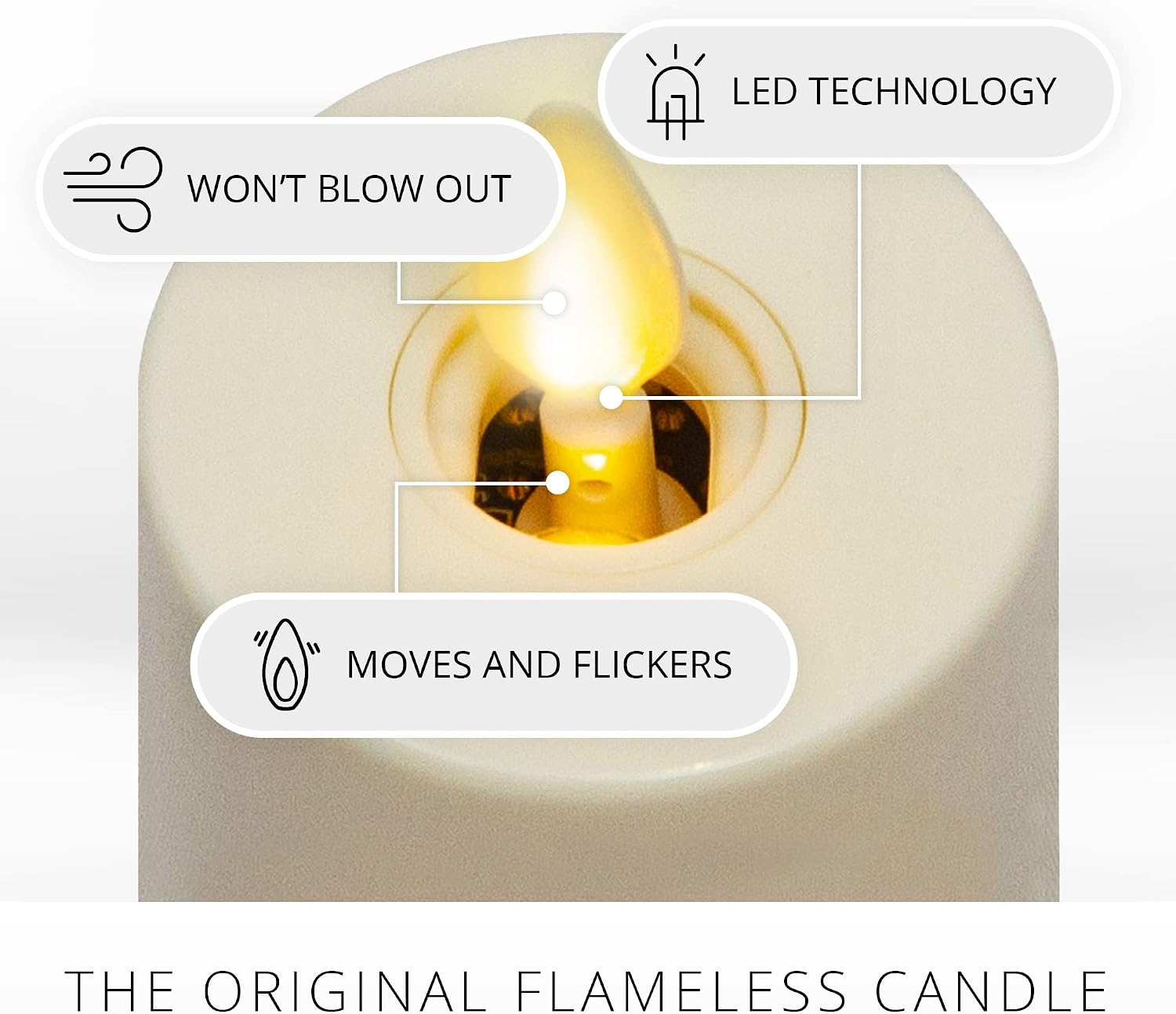 Luminara Flameless LED Tea Light Candle, 1.4" x 2", Pack of 2, Plastic Pearl Ivory, Real Flame, Battery Operated