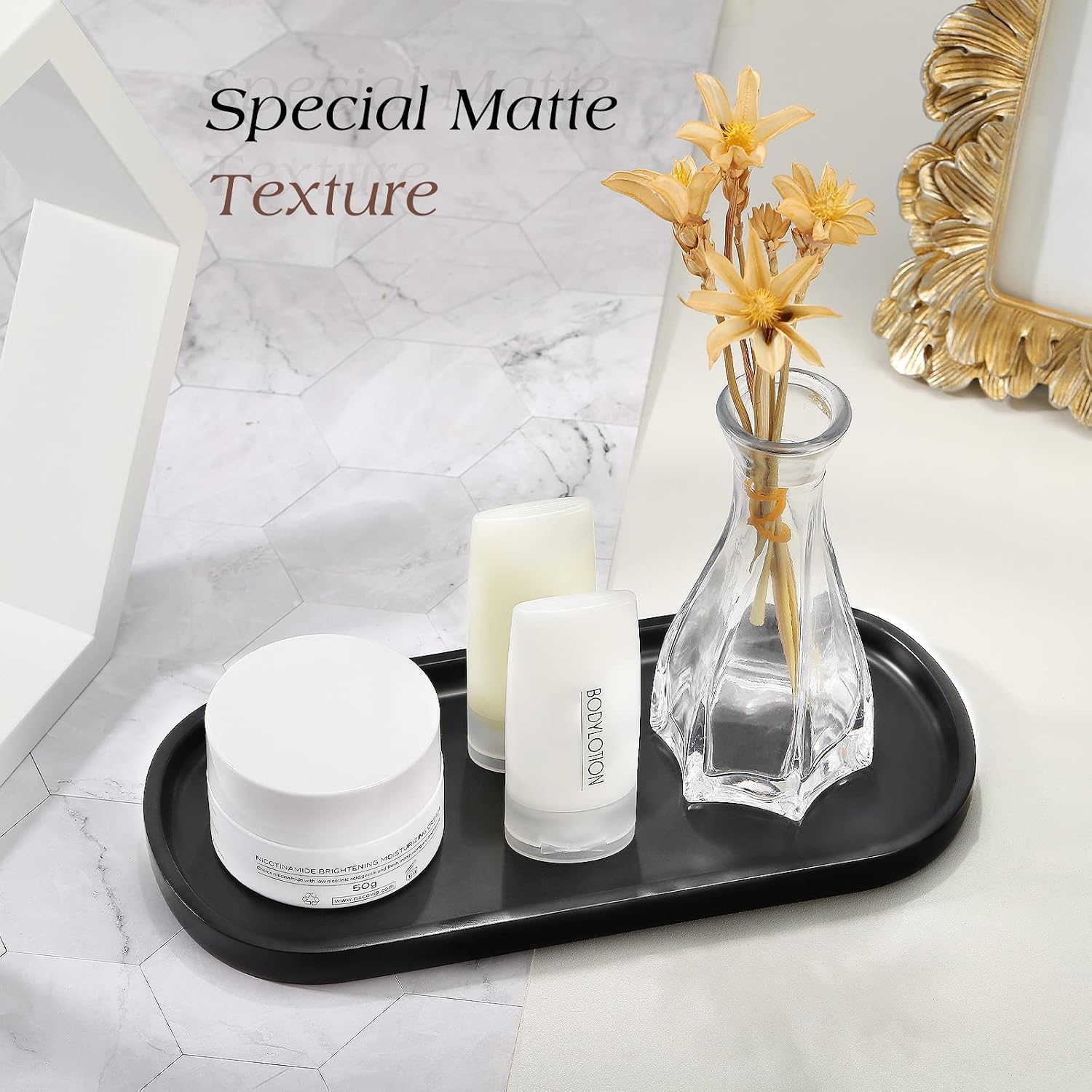 Tray / Black Vanity Tray / 9.8 x 4.5 x 0.7 / Matte Black