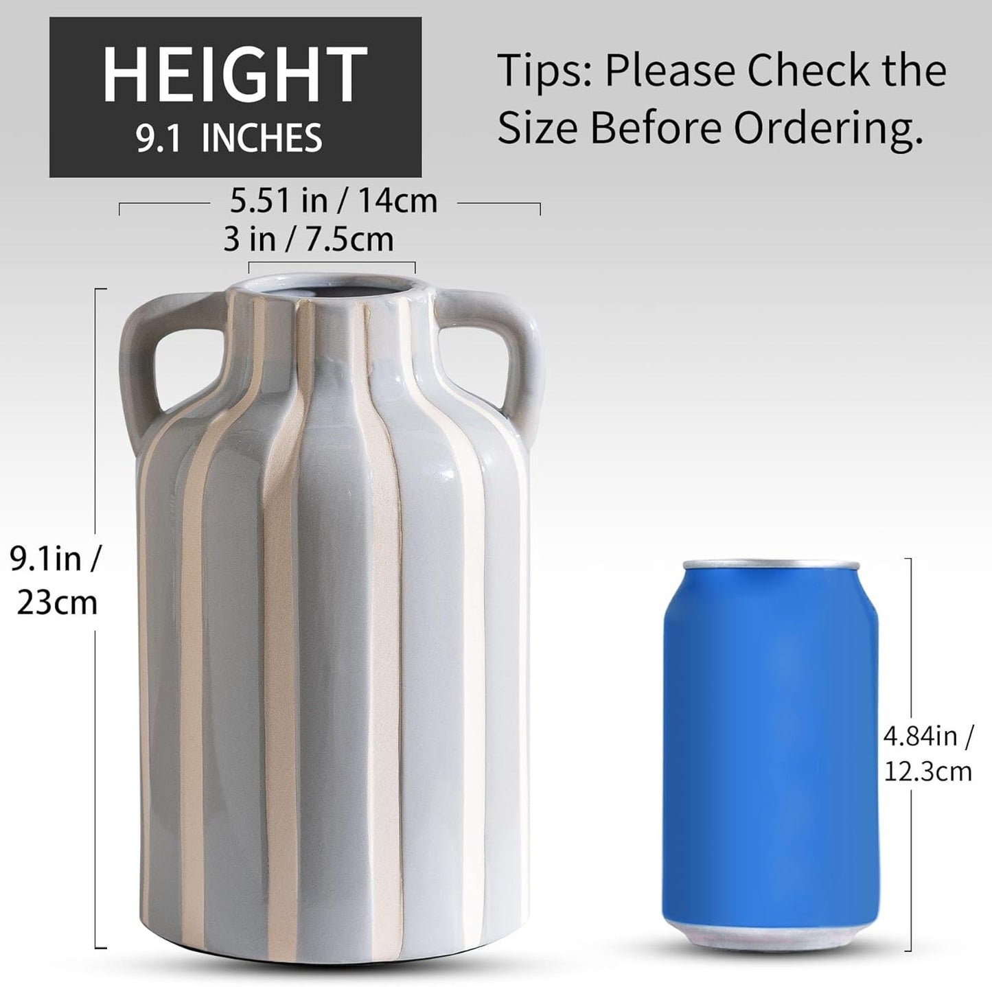 Grey Ceramic Vase / Grey and White 1