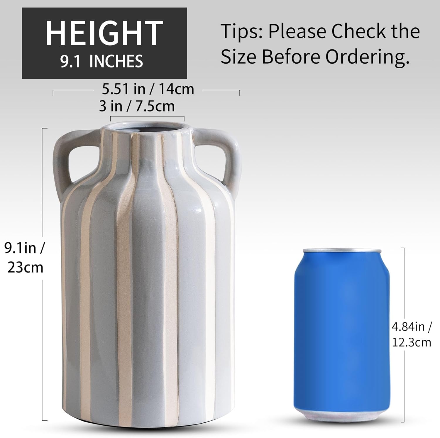 Grey Ceramic Vase / Grey and White 1