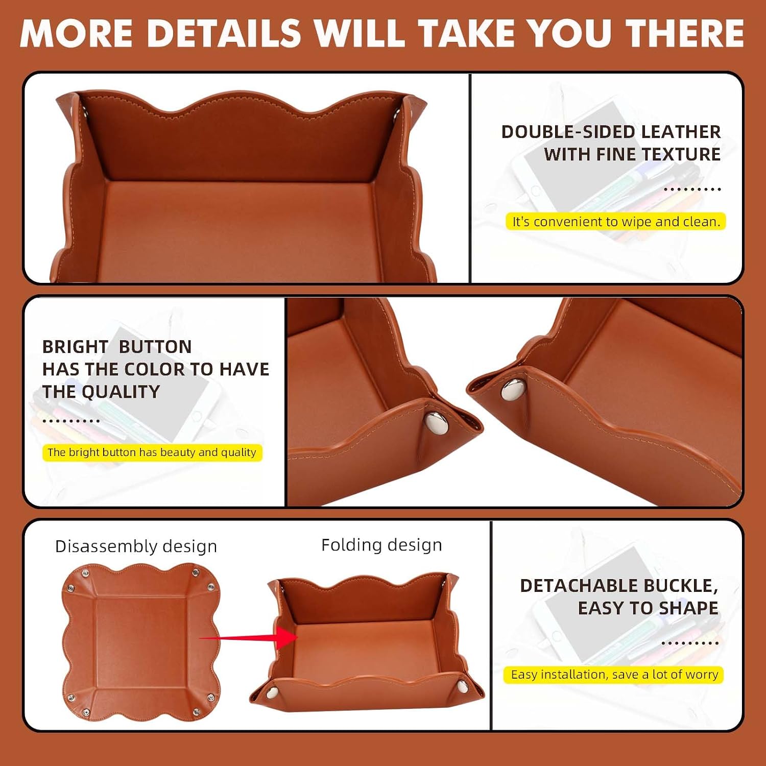 Valet Tray for Men Women / Brown / Set of 2