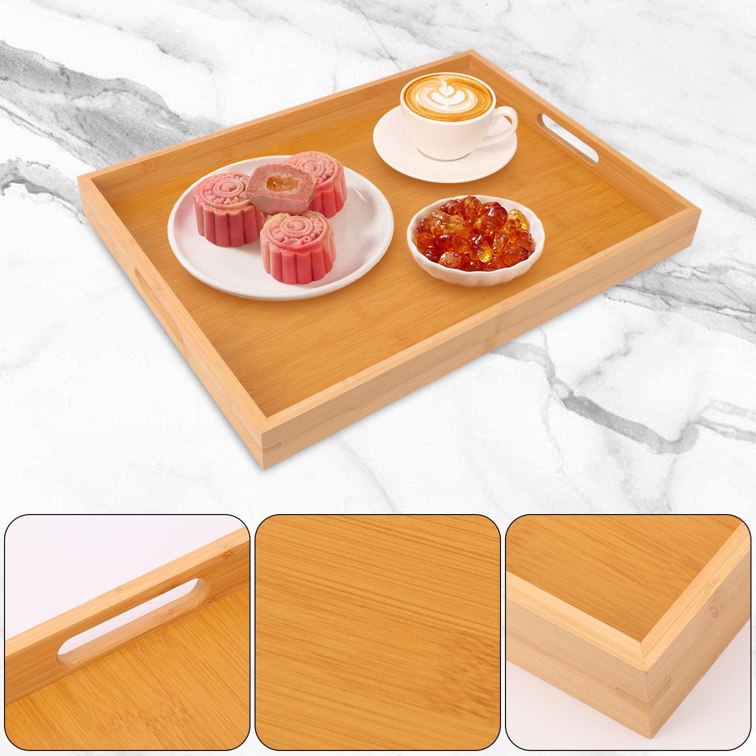 Wooden Dinner Tray / 18 x 13 / Set of 4