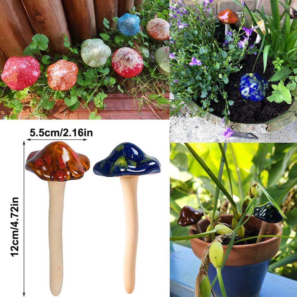 Ceramic Mushrooms / Mushroom-brown / Set of 6