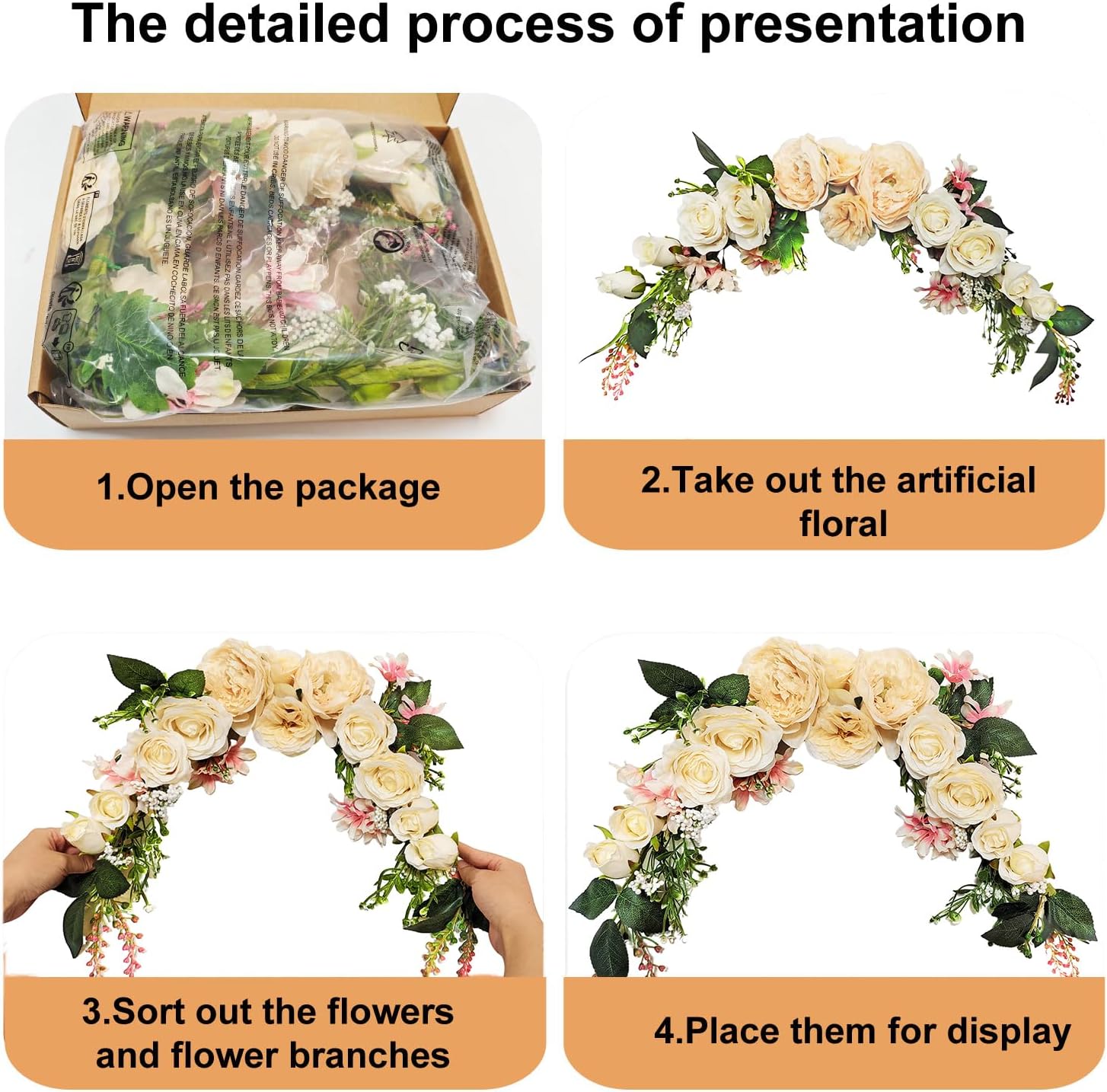 Artificial Flower Swag for Door / Champagne