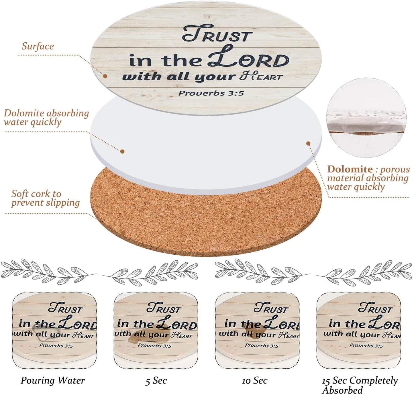 Holder / Absorbent Drink Coasters / Set of 8