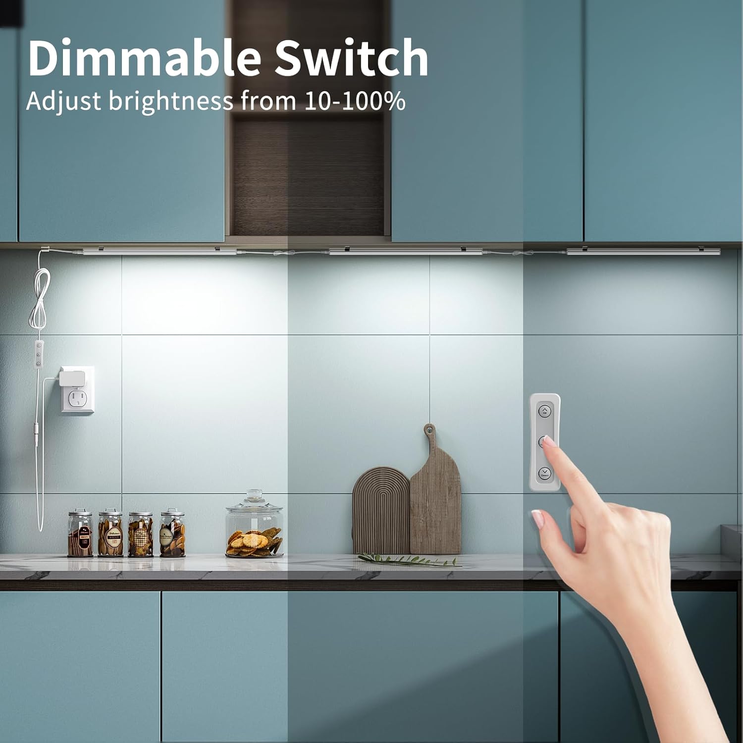 ASOKO Dimmable Led Under Cabinet Lighting for Kitchen - 6 Pcs 12 inches Linkable Led Counter Light Bars, Cold White