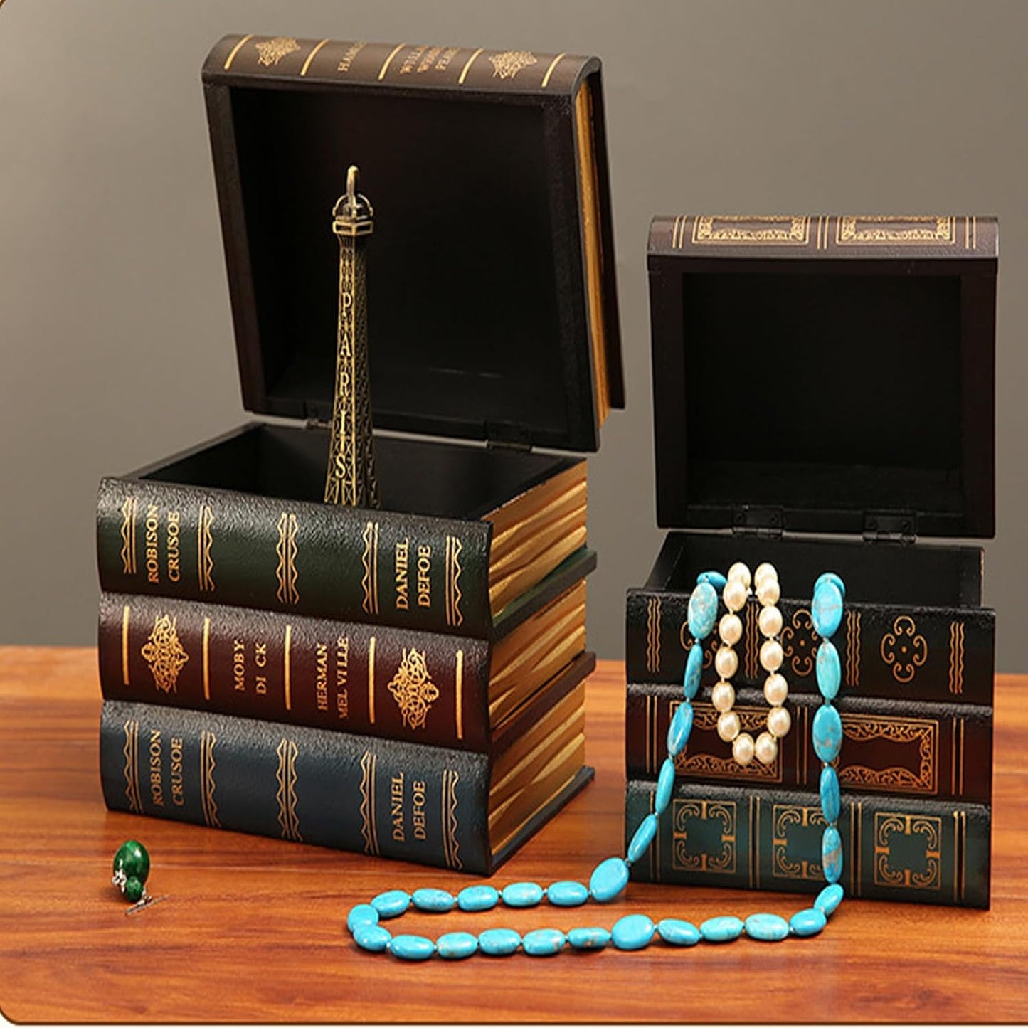 Wooden Book Shaped Storage Box / A