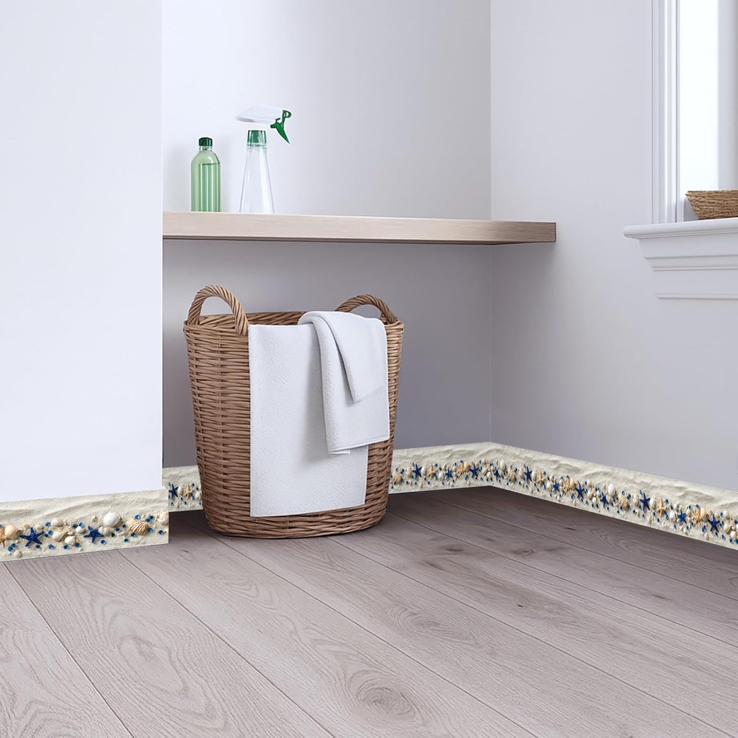 Beach Seashell Wallpaper Border Peel and Stick Wall Border Self Adhesive Coastal Starfish / 196 x 4