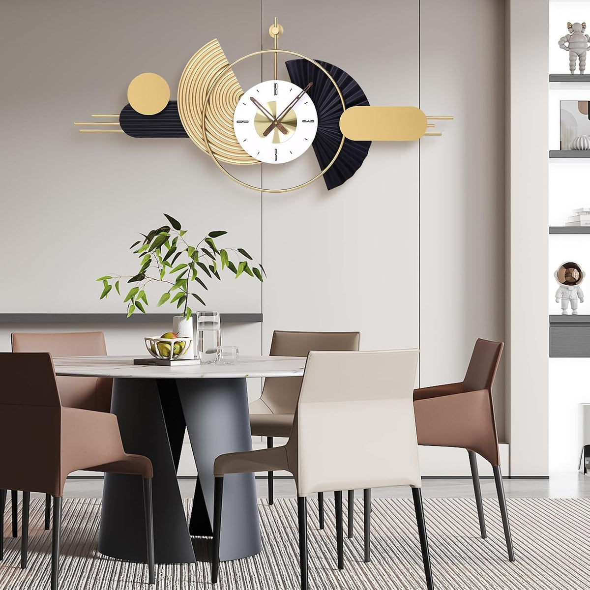 39x18 Inch Modern Decorative Wall Clock Battery Operated, Unique Silent Non-Ticking Large Clocks for Living Room