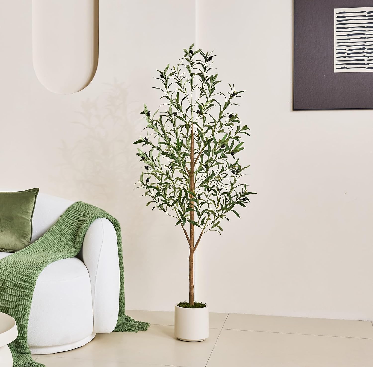 Lifelike Faux Plants Indoor / 5ft-7"planter / White / 5 Inch