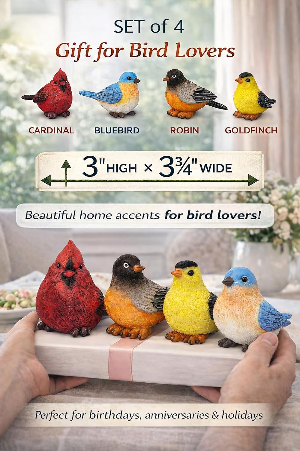 Decorative Bird Statues / Set of 4