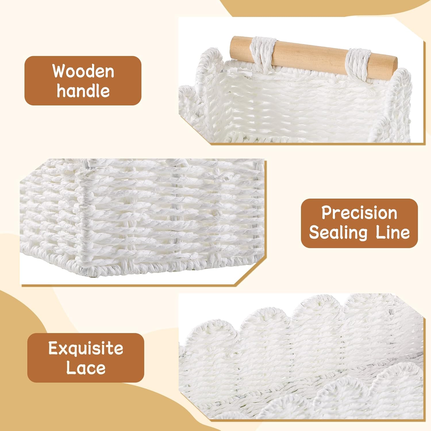 Toilet Paper Storage Basket Bathroom Counter Organizer Wicker Baskets for Organizing Basket / White
