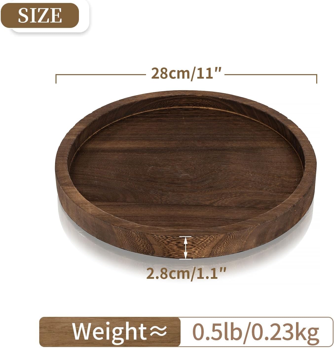 Round Wooden Candle Trays / Brown-1pc