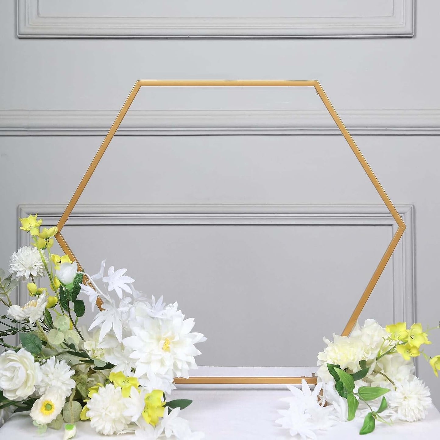 Efavormart 21" Gold Metal Hexagon Table Wedding Arch Centerpiece Stand / Gold Hexagon / Set of 20
