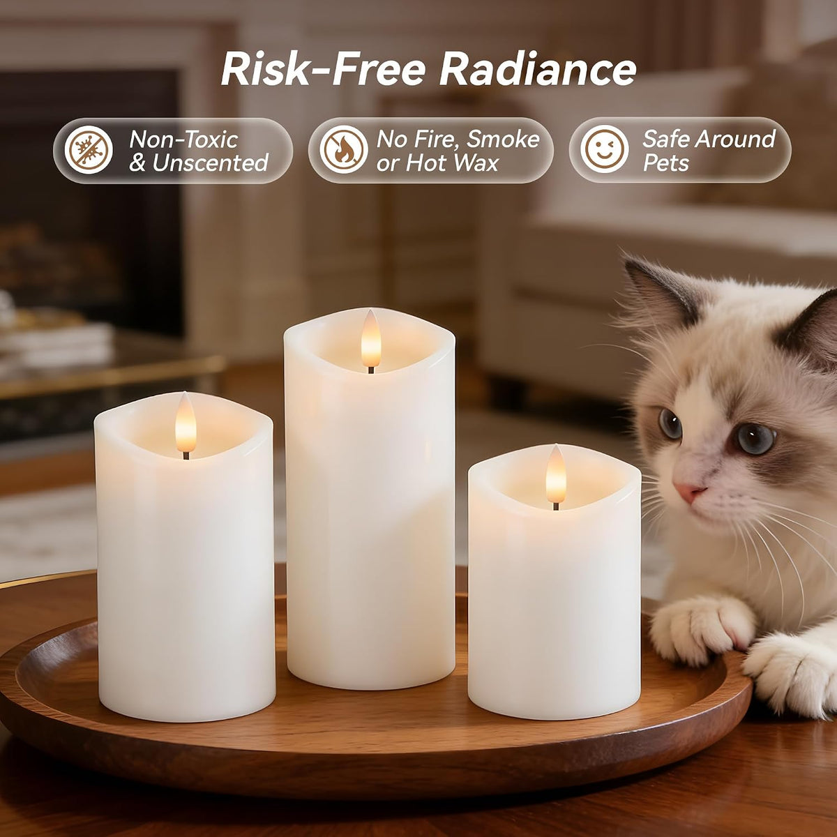 Rechargeable Flickering Flameless Candles Melted Edge Battery Operated with Remote and Timer, Real Wax LED USB Type-C