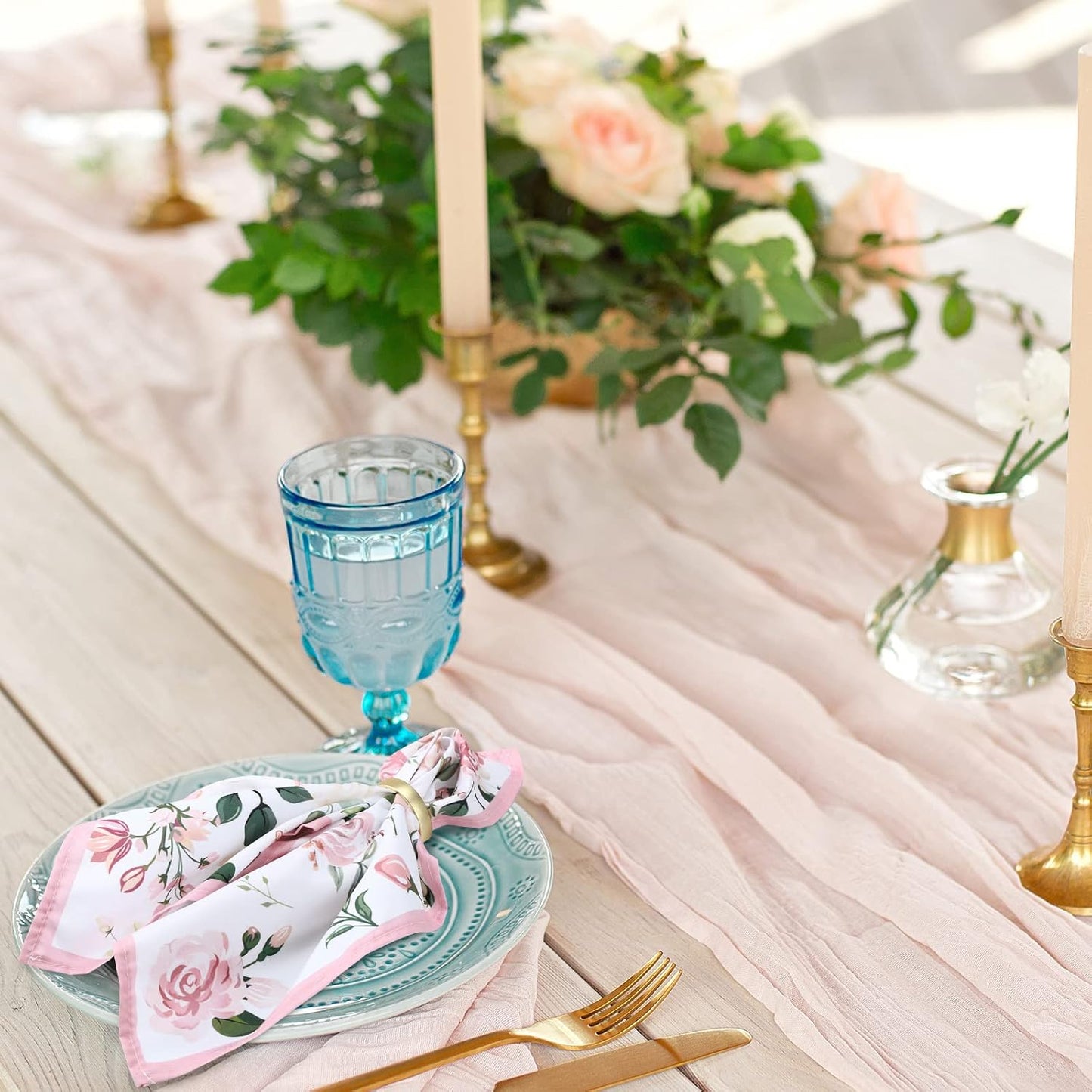 12 Pcs Floral Cloth Napkins 20'' x 20'' Washable Dinner Tea Party Napkins for Kitchen Party Wedding Restaurant Indoor