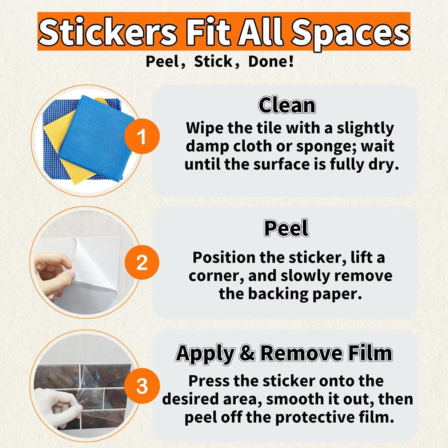 PVC Peel and Stick Tile Decals Decorative Minimalist Tile Stickers Indoor Wall / Style D / Set of 12