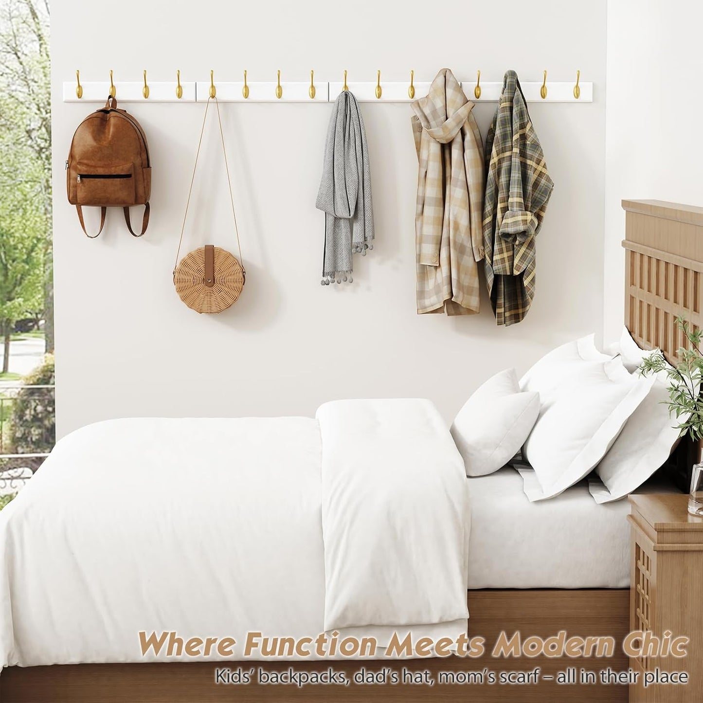 Forbena Gold Coat Rack Wall Mount, Decorative Coat Hooks for Wall, Heavy Duty Coat Hanger Key Holder for Hanging Hats
