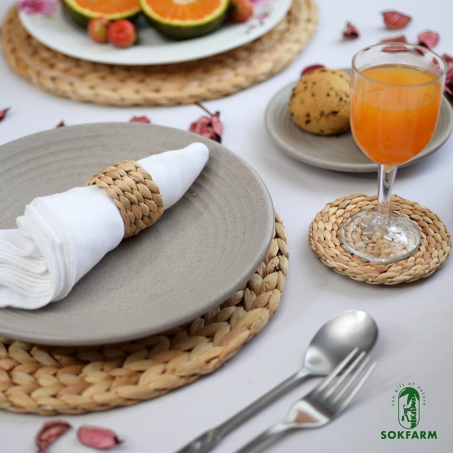 Round Woven Napkin Rings / Hyacinth Napkin Rings-set 12 / Set of 12