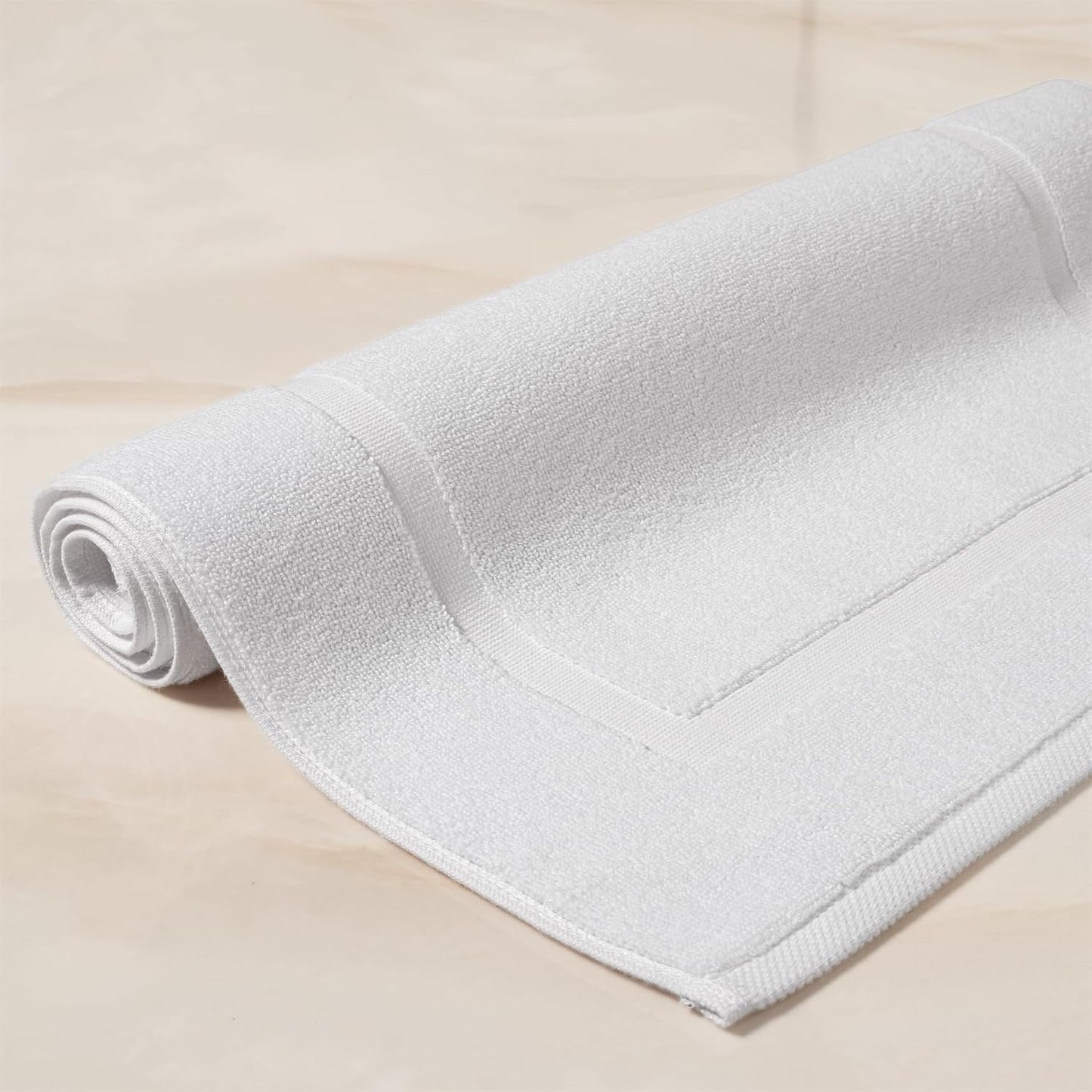 SALBAKOS 2-Piece 100% Turkish Cotton Bath Mat Towel, 20x34 inch, White | Bathroom Floor Towels, Thick Soft Most