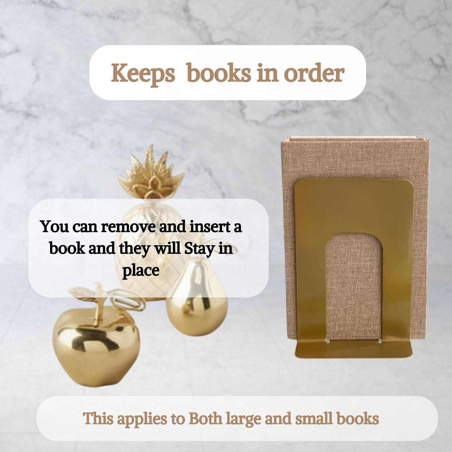 Modern Book Ends / Gold 4 Pairs