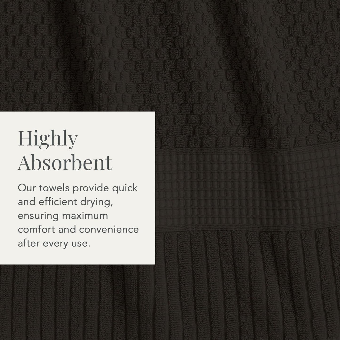 NY Loft 100% Cotton 6-Pack Hand Towel Set | Black | Oeko-TEX | Quick-Dry | Six 16" x 28" Hand Towels | Super Absorbent