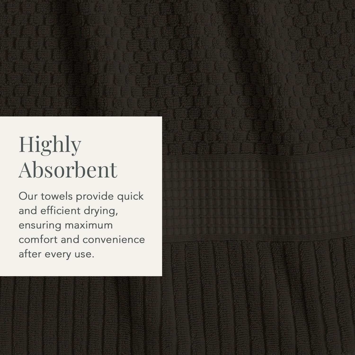 NY Loft 100% Cotton 6-Pack Hand Towel Set | Black | Oeko-TEX | Quick-Dry | Six 16" x 28" Hand Towels | Super Absorbent