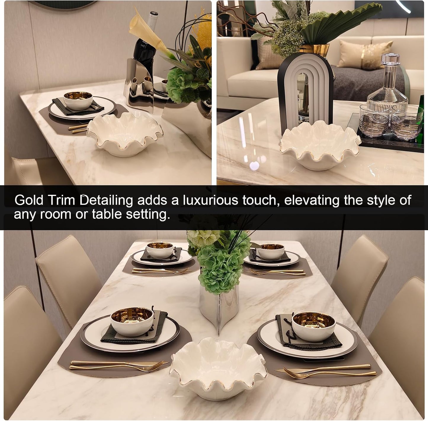 Modern Ruffle Lotus Leaf / Gold / 8 Inch / Set of 8