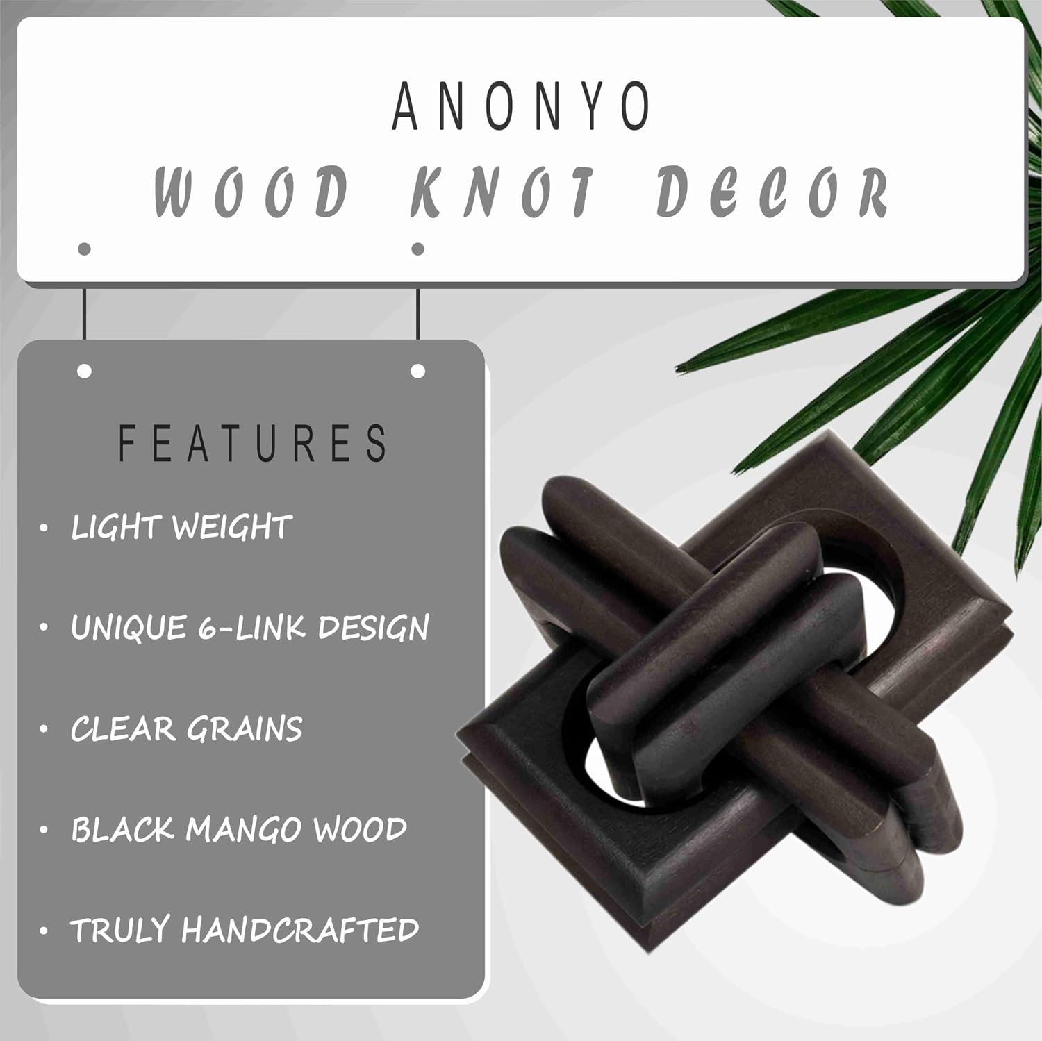 Handmade Mango Wood Knot Sculpture / Black