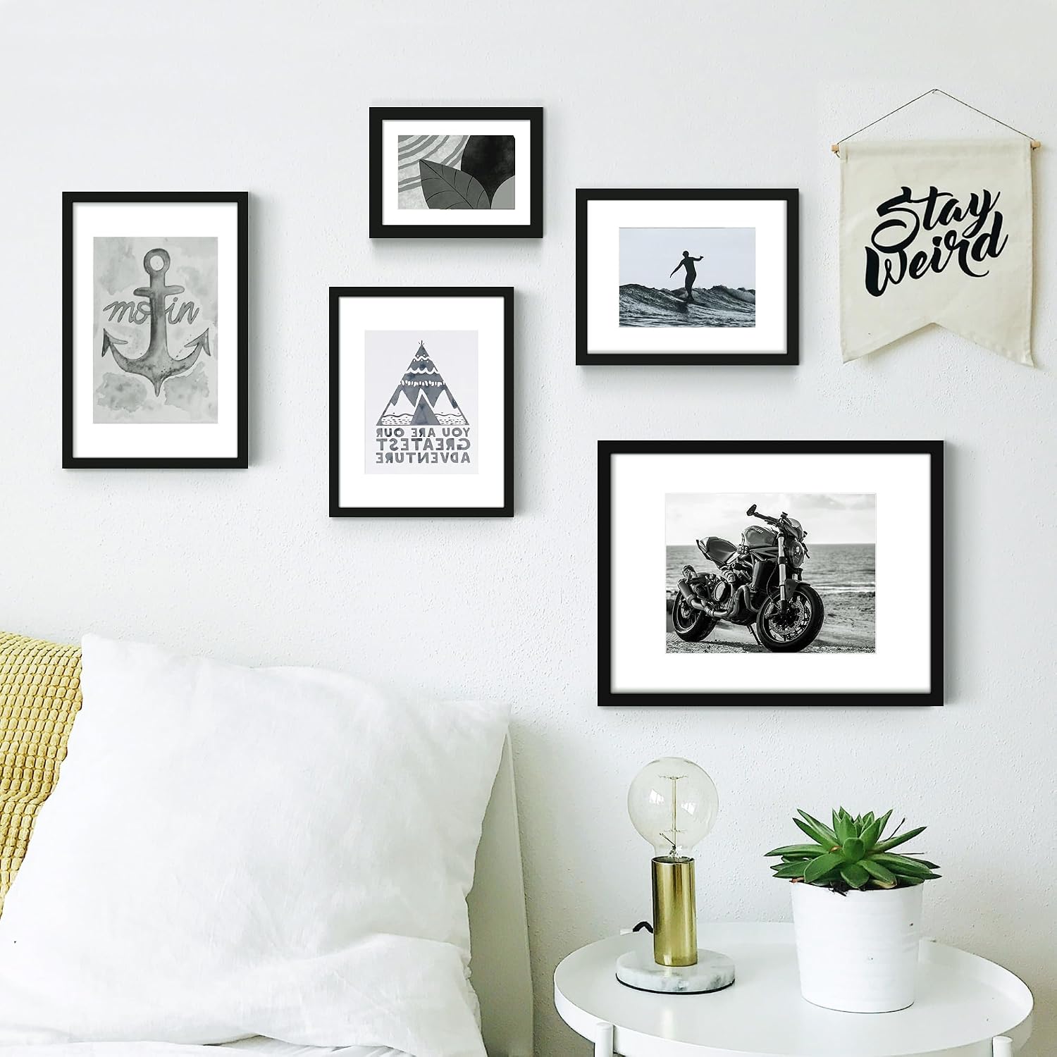 11x17 Picture Frame Sef of 10, for Wall Gallery Decor, Black | Display Pictures 8x12 with Mat or 11 x 17 Without Mat