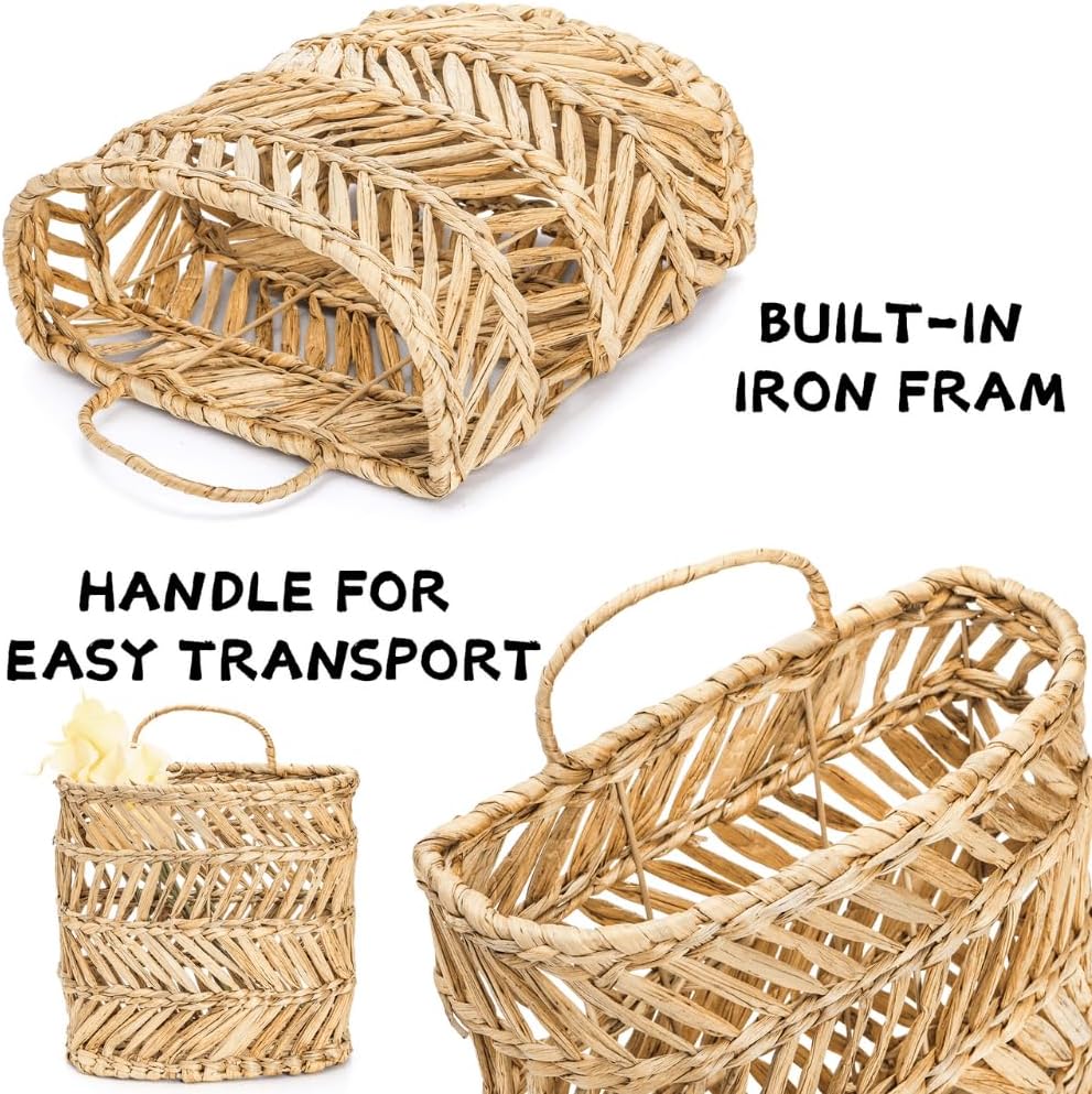 Large Woven Hanging Storage Basket / Natural / 12 x 5 x 14
