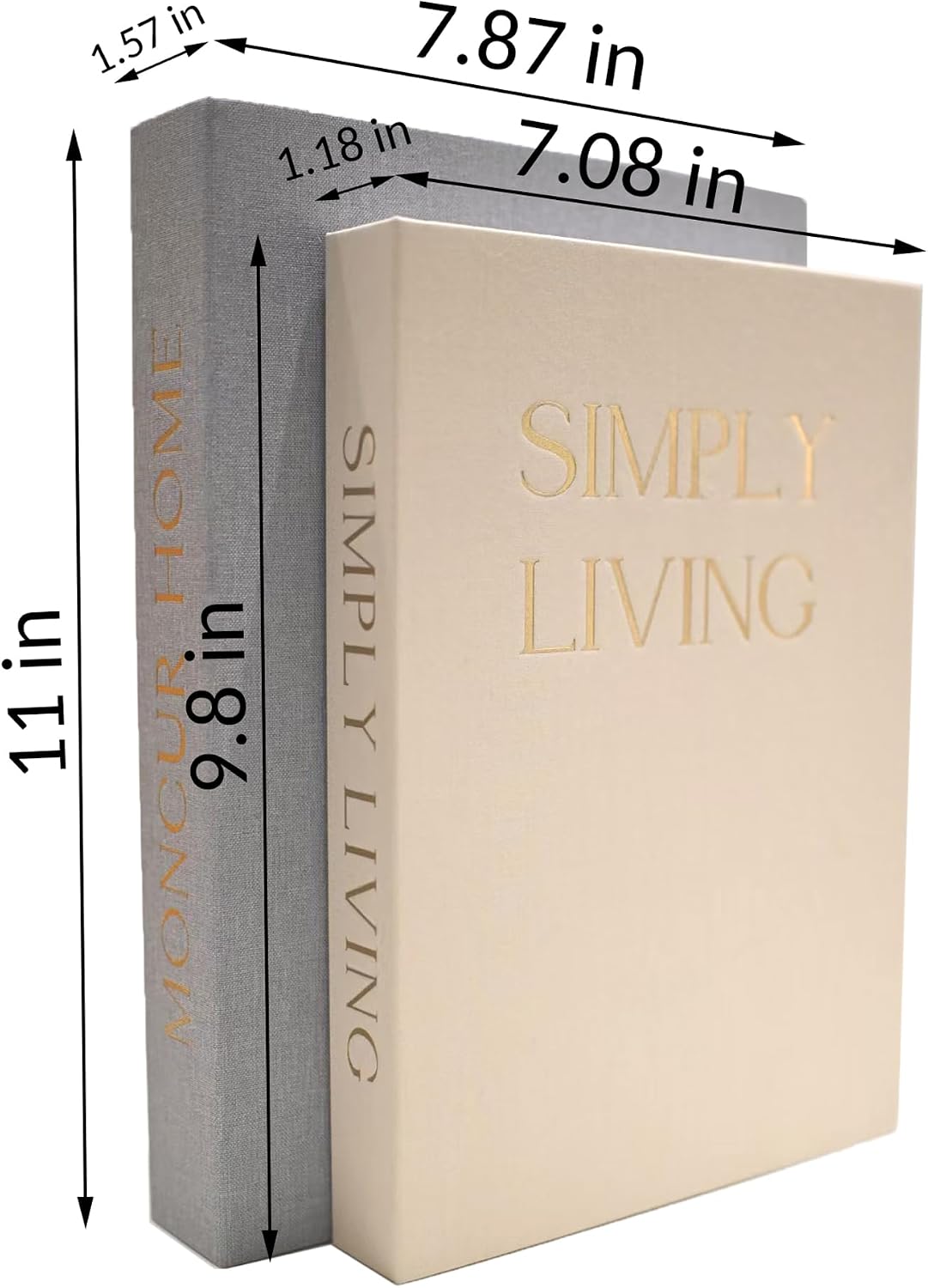 Decorative Books / Linen Storage Box / Apricot & Dark Gray / Set of 2