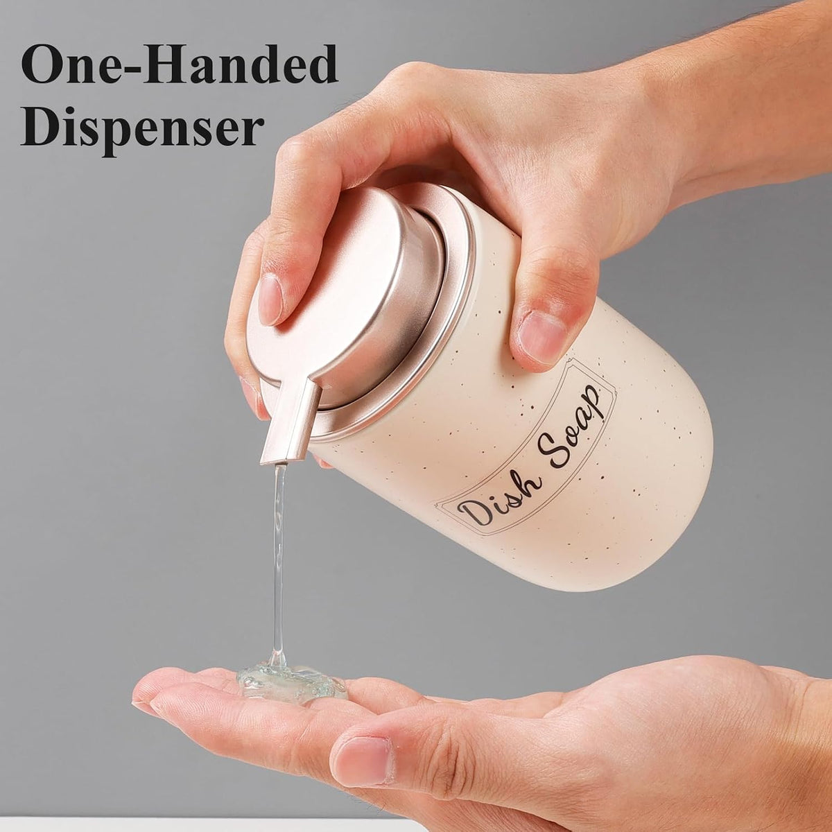 BosilunLife Apricot Soap Dispenser Set-2 Pack 12oz Ceramic Soap Dispenser | with Rust Proof Pump for Kitchen, Hand Soap