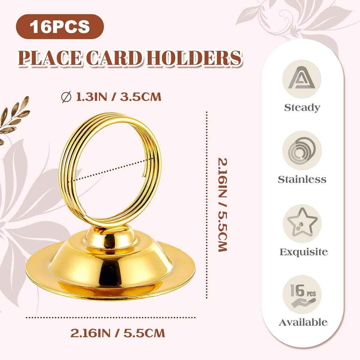 ERYTLLY 16 PK Place Card Holders Table Card Holder Steel Card Holders for Weddings,Birthdays,Photos, Memo Notes