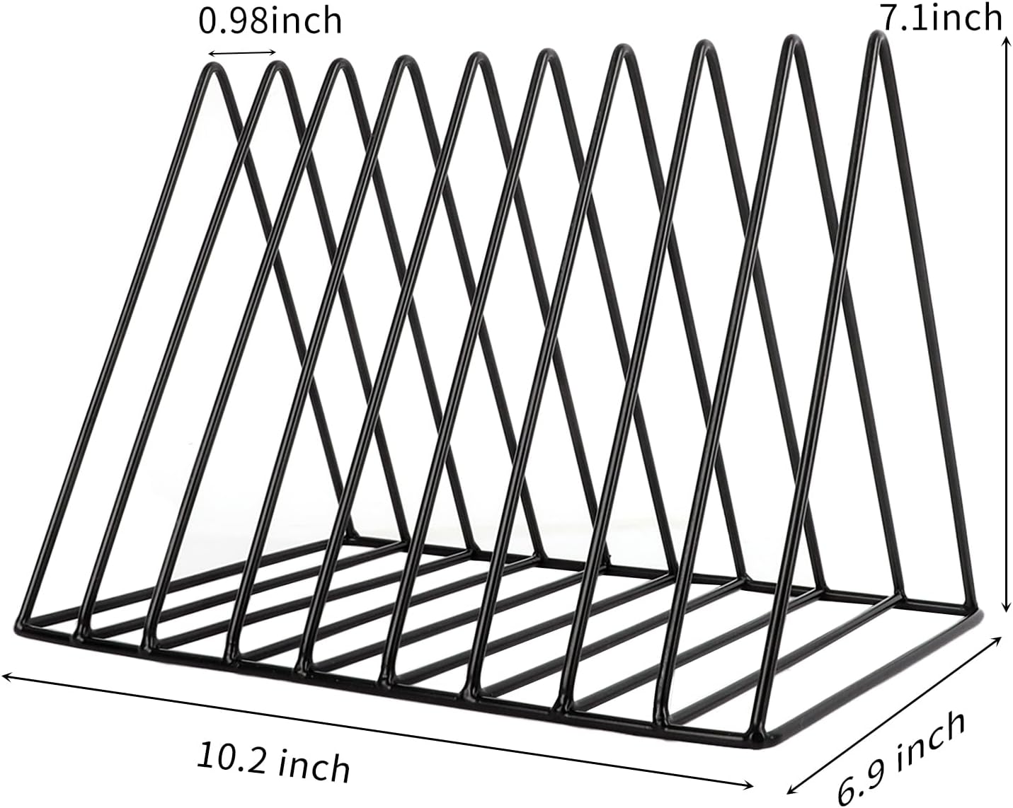 Vinyl Record Holder Storage, 9 Slot Metal Magazine Book Album Display Rack, Stylish Triangle Desktop File Sorter